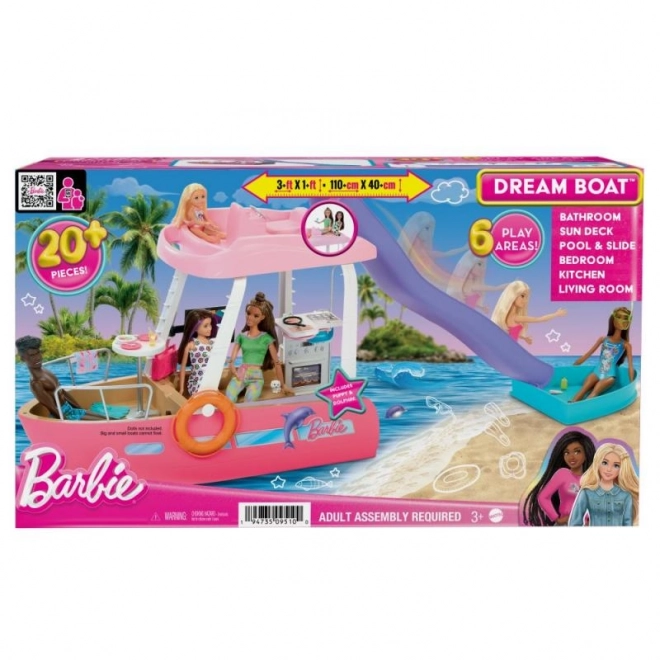 Barbie iaht de vis cu motor, cu transformare a interiorului și accesorii
