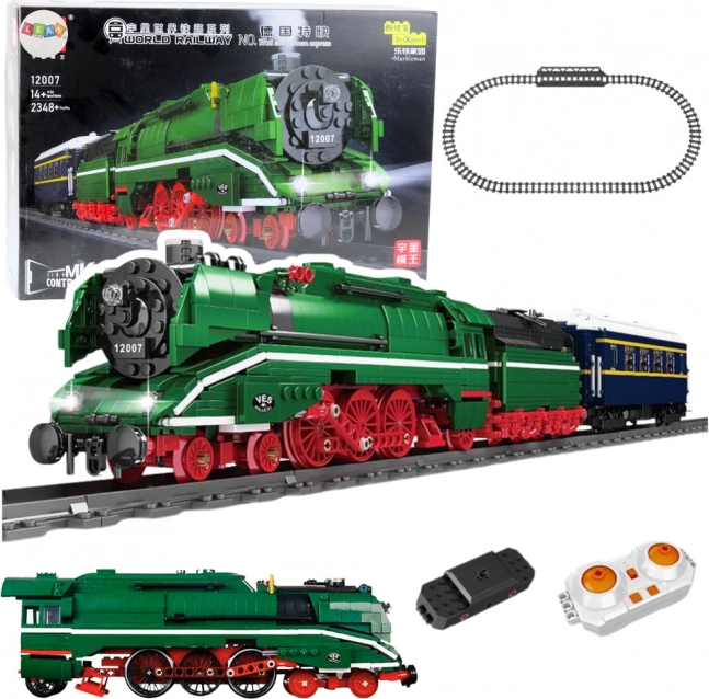 Set de construcție locomotivă cu abur RC cu senzor și șine, 2348 piese