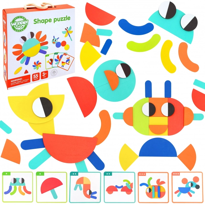 Puzzle din lemn Montessori cu 40 de modele de la WOOPIE Green