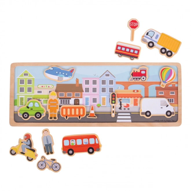 Puzzle magnetic oraș Bigjigs Toys