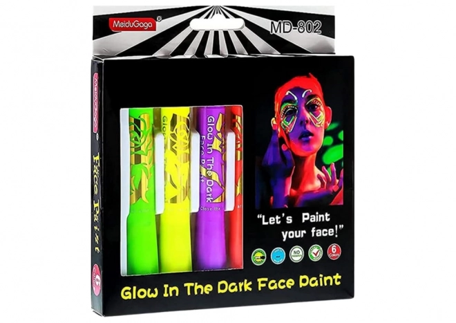 Set neon pentru pictat fața, creioane fluorescente, 6 buc