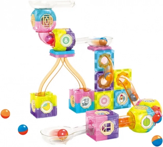 Woopie Set de Construcție Magnetică Șine pentru Bilă 89 de piese