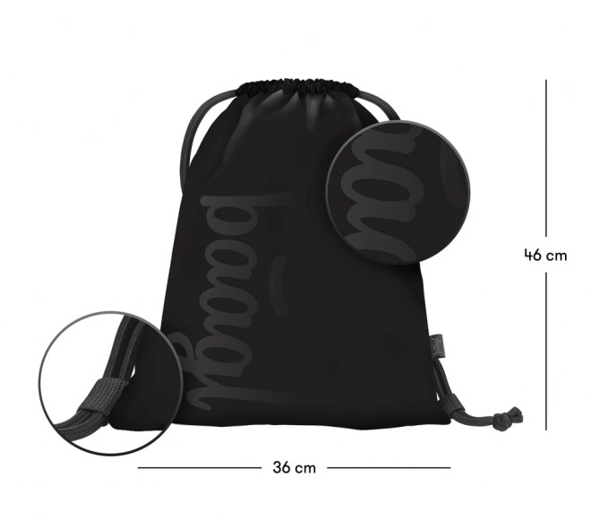 baagl set cu trei produse negre: rucsac, penar și sac