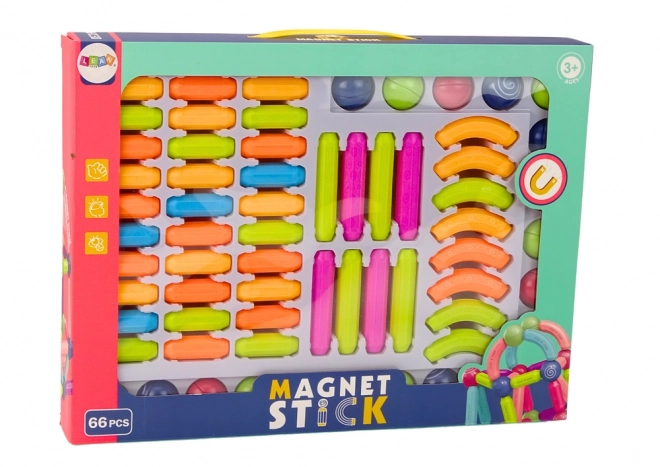 Set construcție din blocuri magnetice colorate 66 bucăți