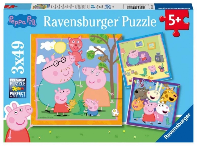 Puzzle Prasátul Peppa 3x49 piese