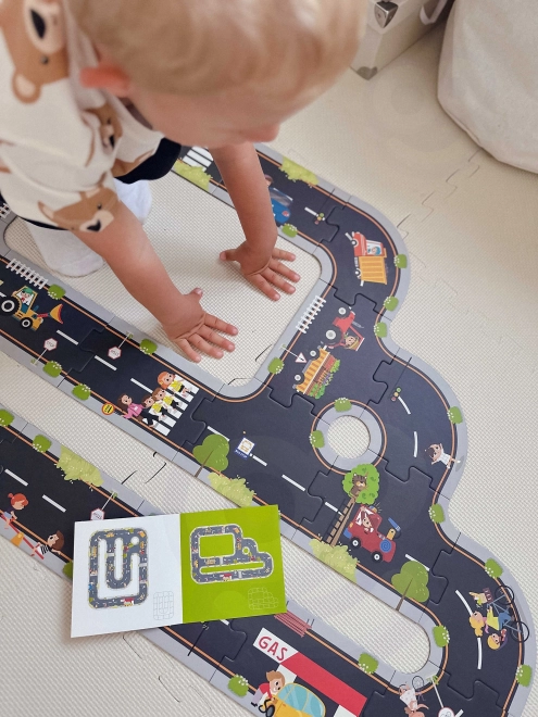 Woopie Green puzzle urban pentru copii - Pista auto
