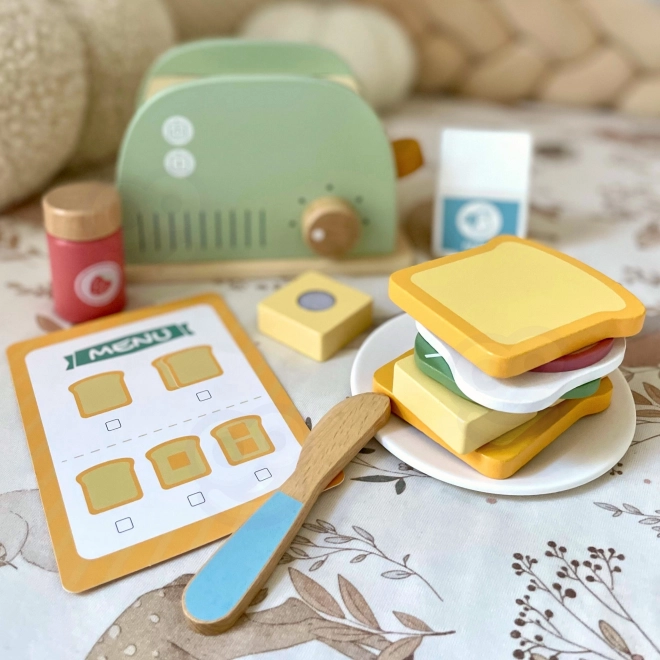 Set prăjitor de pâine din lemn pastel pentru micul dejun de la Tooky Toy