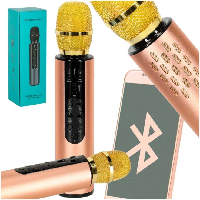 Microfon wireless de karaoke Bluetooth negru – Auriu