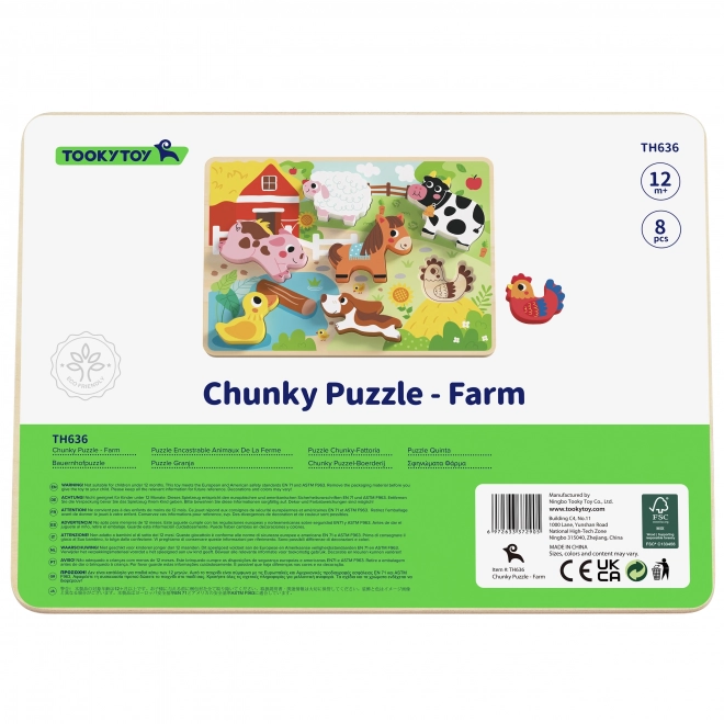 Puzzle montessori de încastrat din lemn – fermă TOOKY TOY