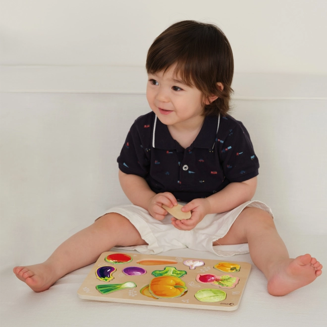 Puzzle din lemn Montessori legume