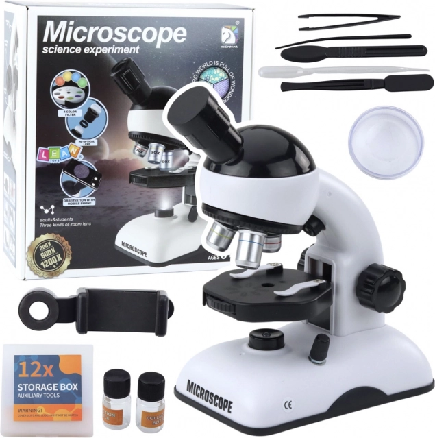 Microscop educativ cu suport pentru telefon și accesorii