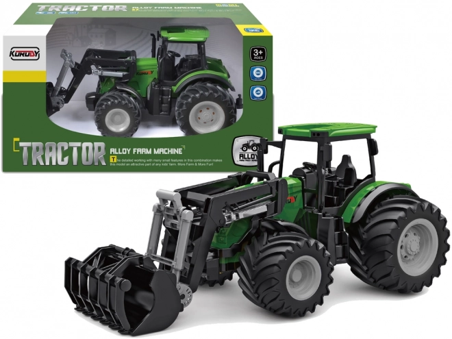 Tractor verde cu cupă crocodil, scară 1:24