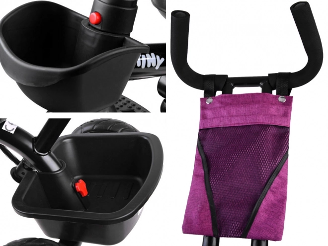 Tricicletă pentru copii Tiny Bike 3 în 1 cu parasolar – roz