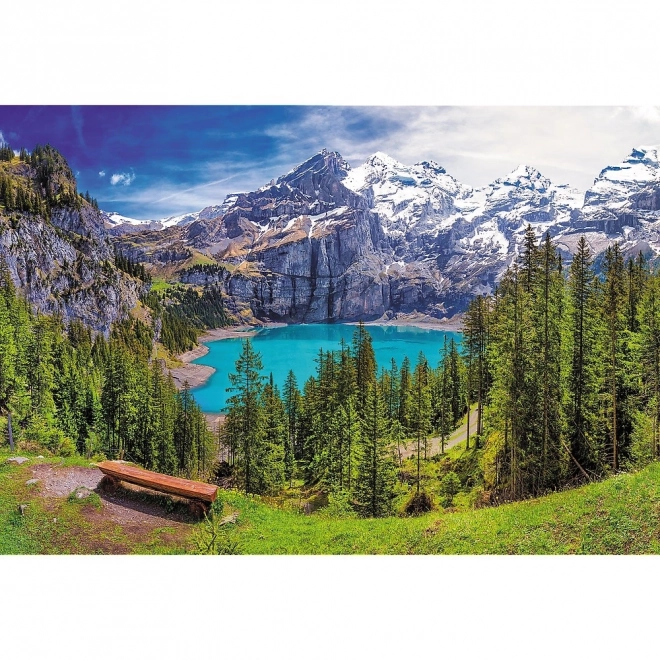 Puzzle Lacul Oeschinen Alpi, Elveția 1500 piese