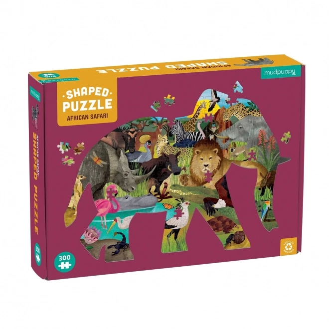 Puzzle safari african în formă de elefant 300 piese