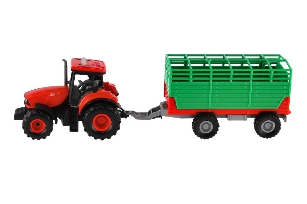 Tractor Zetor cu remorcă din plastic 36cm cu inerție pe baterii cu lumină și sunet