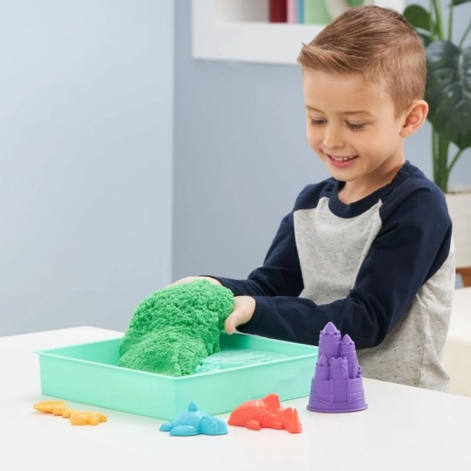 Kinetic Sand set cutie cu nisip lichid și mat verde