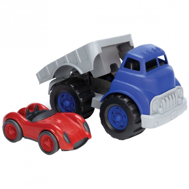 Camion transportor cu mașină de curse Green Toys