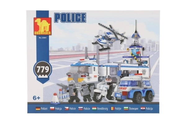 set construcție poliție cu mașină, elicopter și stație