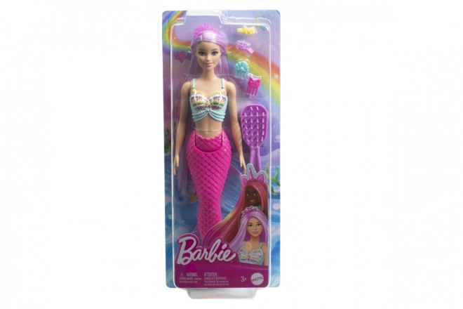 Barbie Păpușă sirenă cu păr lung roz