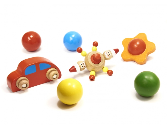 Pistă de lemn pentru bile Montessori XXL