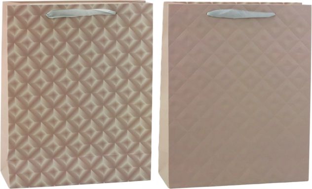 Pungă cadou cu relief bej 32 x 26 x 10 cm