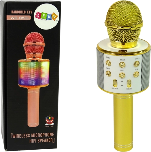 Microfon USB wireless Difuzor Karaoke Înregistrare Model WS-858 Auriu