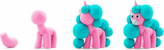 Masa plastică Hey Clay Unicorni 3 pachete, Cloudy