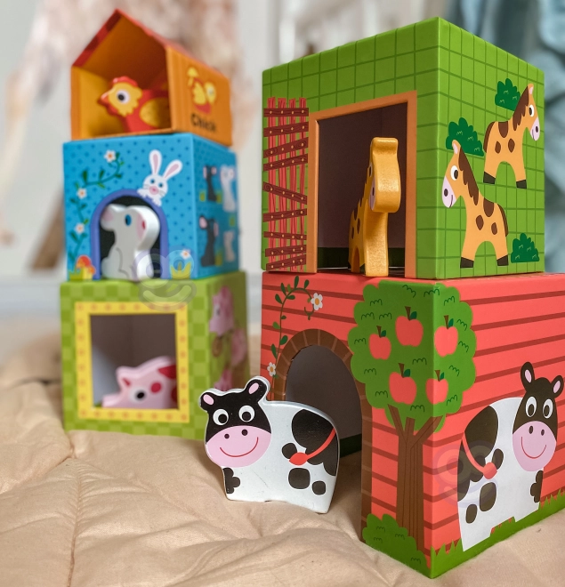 Puzzle cuburi fermă Woopie Green