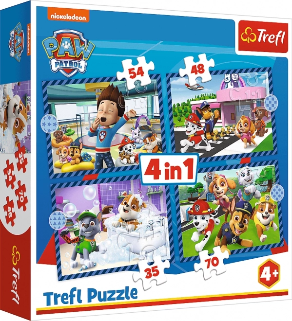 Puzzle 4 în 1 Poveștile Cățelușilor Patrula Cățelușilor