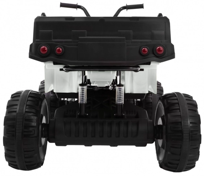 ATV XL cu baterie pentru copii alb + tracțiune 4x4 + suport bagaje + pornire lentă + EVA + LED audio