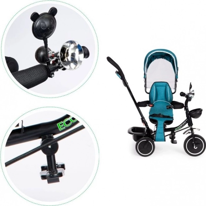 Tricicletă cu scaun rotativ și copertină pentru copii Ecotoys