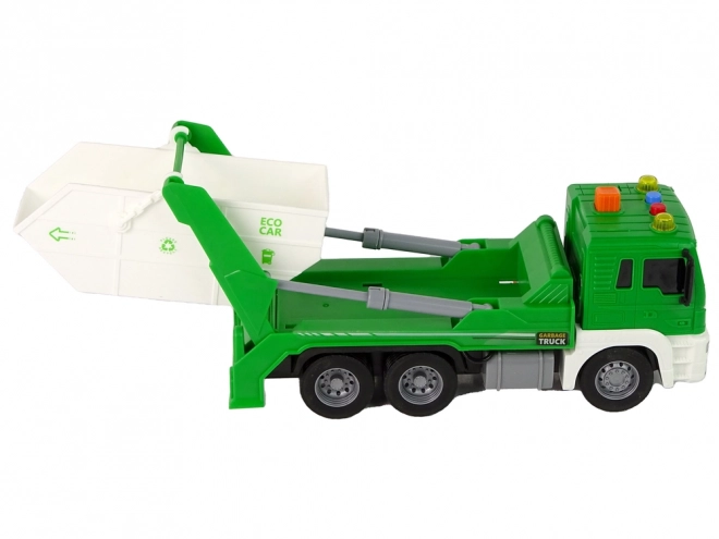 Camion de gunoi verde cu mecanism cu frecare 1:16