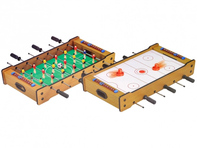 Masă de lemn 2 în 1 fotbal de masă și air hockey
