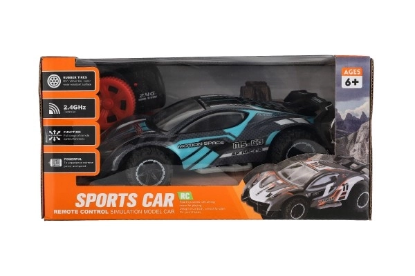 Mașină RC sport 2,4GHz 20cm șiclo-turcoaz pe baterii