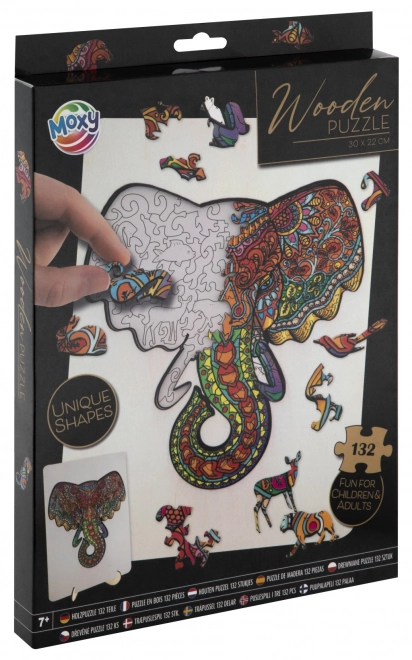 Puzzle de lemn cu contur elefant
