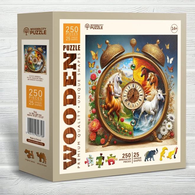 Puzzle din lemn Ceas cu cai 250 de piese