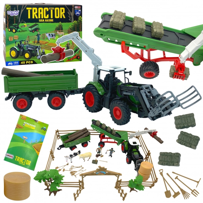Set de utilaje agricole cu tractor Woopie