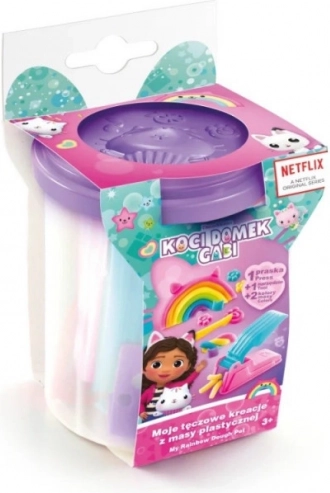 Set cu plastilină Casa Pisicii lui Gabi Creațiile mele curcubeu - pahar mov