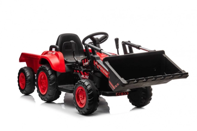 Tractor roșu pentru copii cu acumulator reîncărcabil și cupă