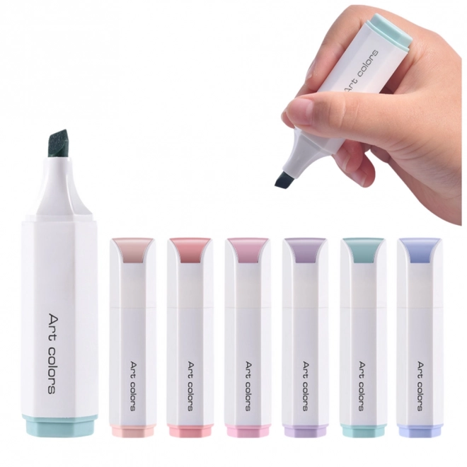 Set mini marcatoare culori pastel 6 buc