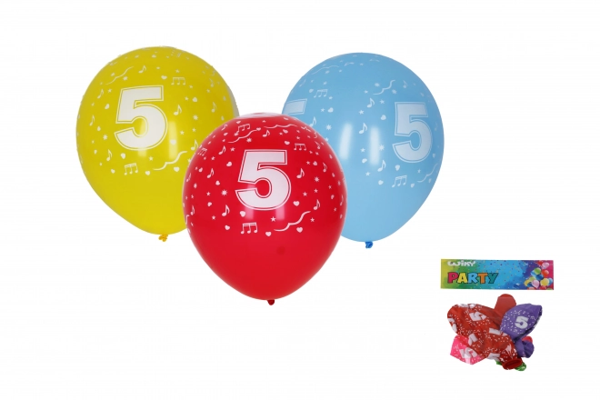 Balon din Folie 30cm - Set 5 Bucăți, cu Numărul 5