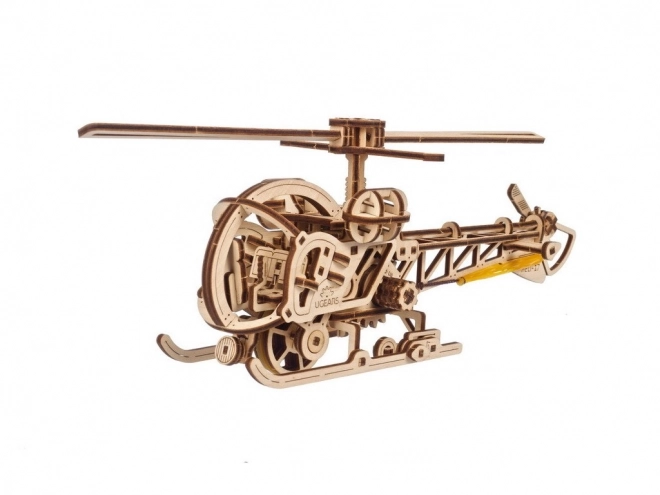 Puzzle 3D mecanic din lemn Mini Elicopter Ugears