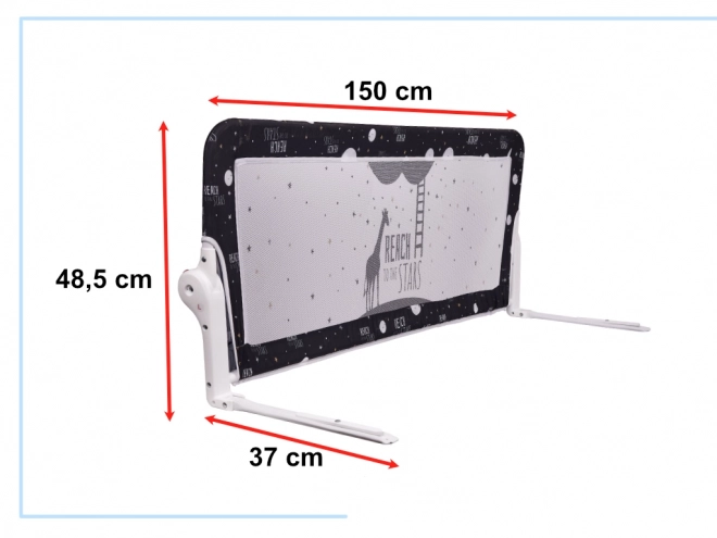 Barieră de protecție pat negru 150 cm