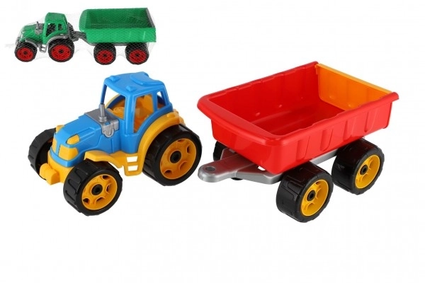 Tractor cu remorcă, plastic, 53 cm