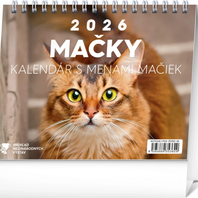 Calendar de birou Pisici 2026 cu nume de pisici