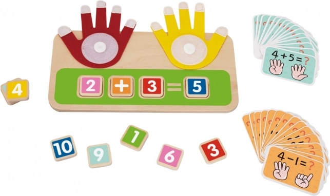 Jucărie educativă din lemn Tooky Toy pentru învățarea numărării pe degete