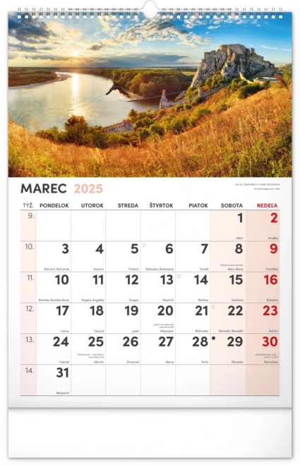 calendar de perete scene pitorești din slovacia 2025 cu calendar extra mare