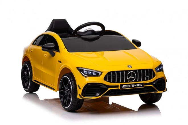 Mașinuță electrică Mercedes CLA 45s AMG galbenă 4x4