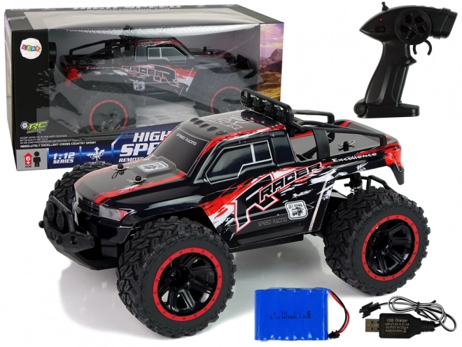 Mașină telecomandată 4x4 off-road cu amortizoare - roșie